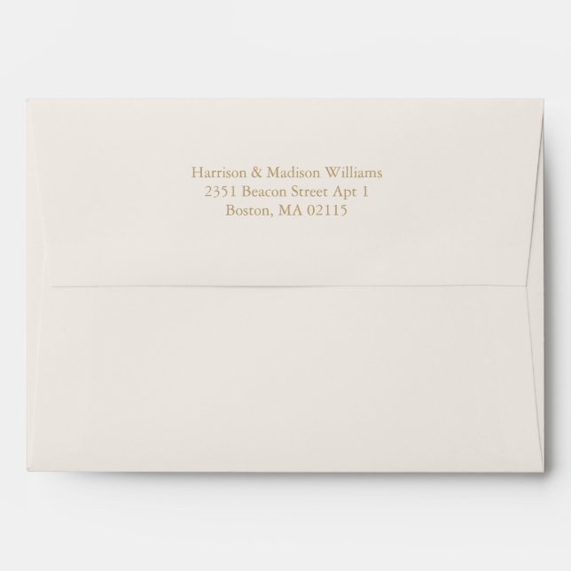 Simple classic gold ivory custom elegant chic envelope (Back (Top Flap))