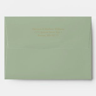 Simple classic gold laurel green custom elegant envelope