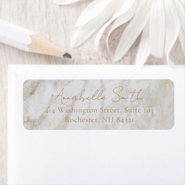 Simple Classic Gold Marble Elegant Adresse de reto (En situation)