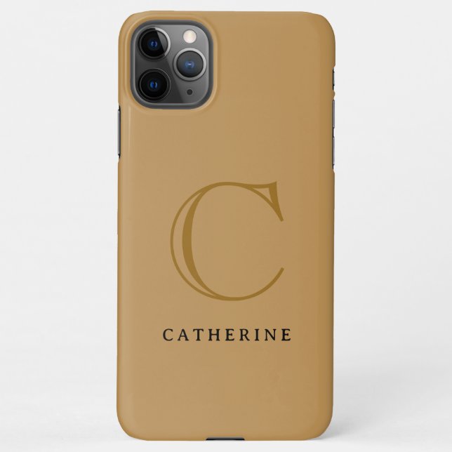 Simple Classic Gold Script Monogram iPhone Case (Back)