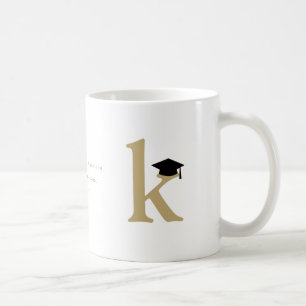 Simple Classic Grad Monogram Modern Graduation Cap Coffee Mug