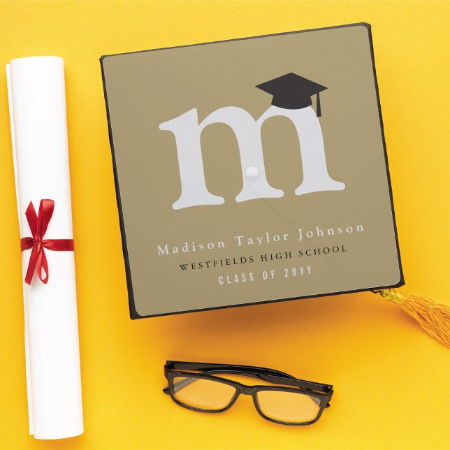 Simple Classic Graduate Monogram Minimalist Modern Graduation Cap Topper (Simple Classic Graduate Monogram Minimalist Modern Graduation Cap Topper @ zazzle.com/color_therapy)