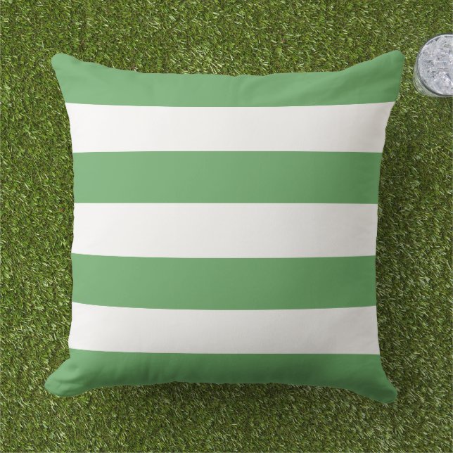 Simple Classic Green Horizontal Stripes Outdoor Pillow (Grass)