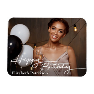 Simple Classic Happy Birthday Photo Magnet