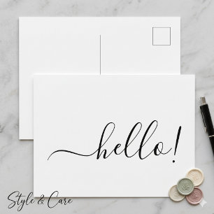 Simple Classic Hello Postcard with Clean White Des