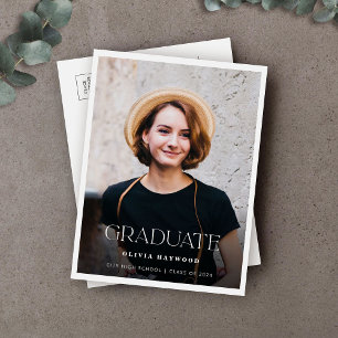 Simple Classic High School Graduation Announcement Postcard