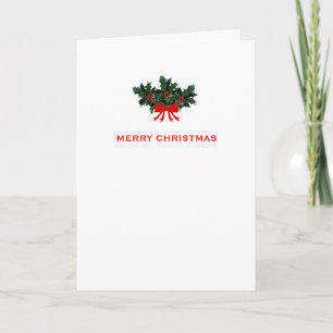 Simple Classic Holly Berry Custom Holiday Card