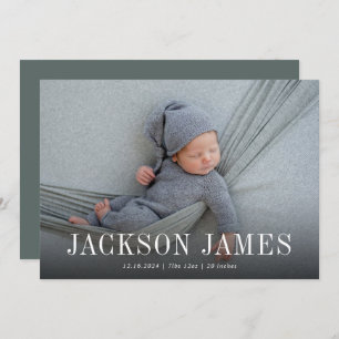 Simple Classic Horizontal Photo Birth Announcement