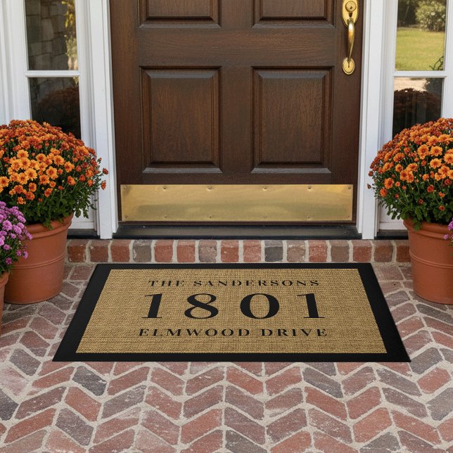 Simple Classic House Number & Address Personalized Doormat (Creator Uploaded)