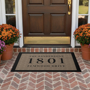 Simple Classic House Number & Address Personalized Doormat
