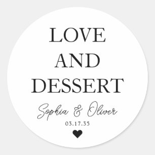 Simple Classic LOVE DESSERT Heart Wedding Favour Round Sticker