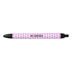Simple Classic Modern Pink & Black Polka Dots Blue Ink Pen