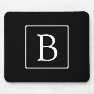 Simple Classic Monogram   Black w/ White Text Mouse Pad