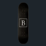 Simple Classic Monogram | Black w/ White Text Skateboard<br><div class="desc">Minimal and classy.</div>