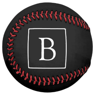 Simple Classic Monogram   Black w/ White Text Softball
