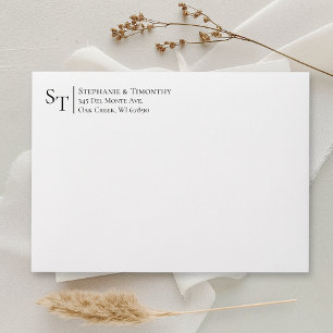 Simple Classic Monogram Initials Return Address  Envelope