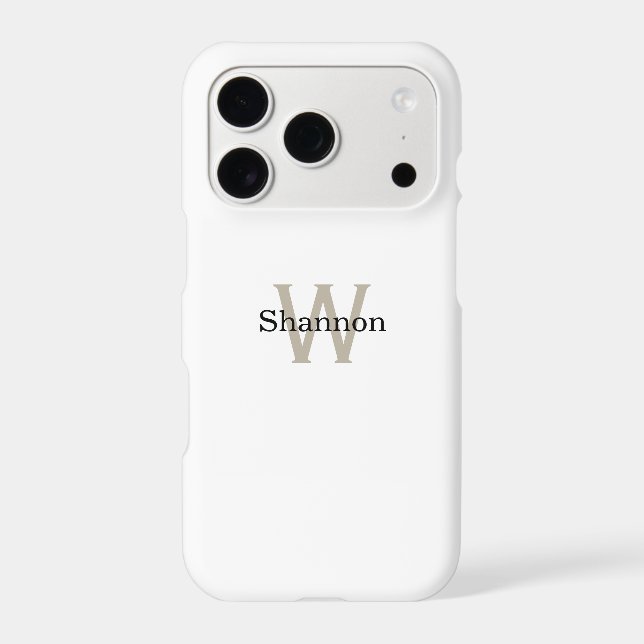 Simple Classic Monogram with Name iPhone Case (Back)