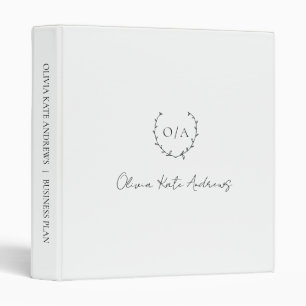 Simple Classic Monogram Wreath Elegant Binder