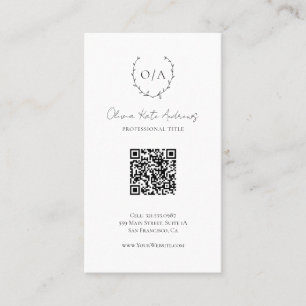Simple Classic Monogram Wreath Elegant Business Card