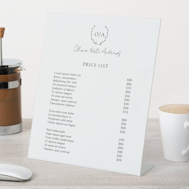 Simple Classic Monogram Wreath Elegant Pedestal Sign (In SItu)