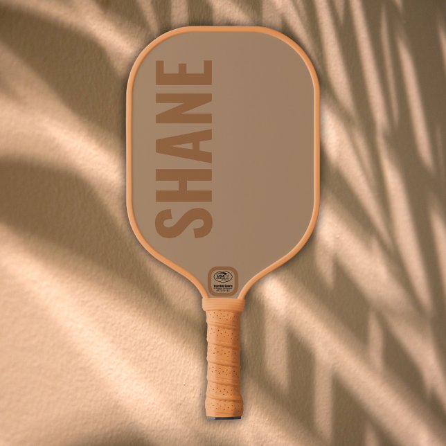 Simple classic monogrammed name TAN | Pickleball Paddle (Creator Uploaded)