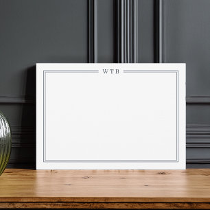 Simple Classic Navy Blue 3-Initial Monogram Card