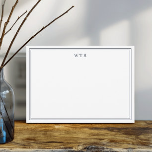 Simple Classic Navy Blue Monogram Card