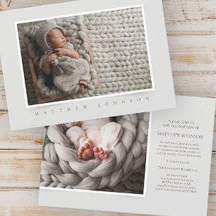 Simple Classic Photo Boy Baptism Invitation