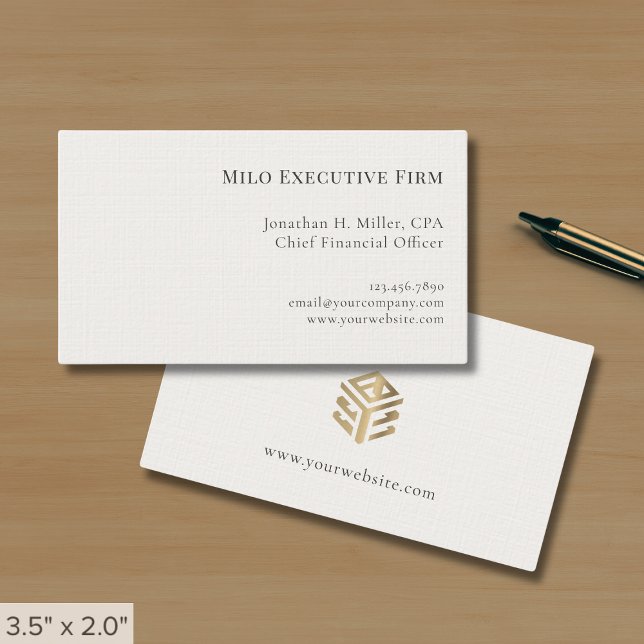 Simple Classic Professional Linen Business Card (Creator Uploaded)