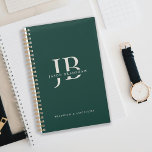 Simple Classic Professional Monogram Name Green Planner<br><div class="desc">An elegant text template layout to personalize with your first and last initial along with your name and company name gives this planner a professional look. Shown here in popular ivory beige text with classic green background,  the look is timeless. Personalize with your info.</div>