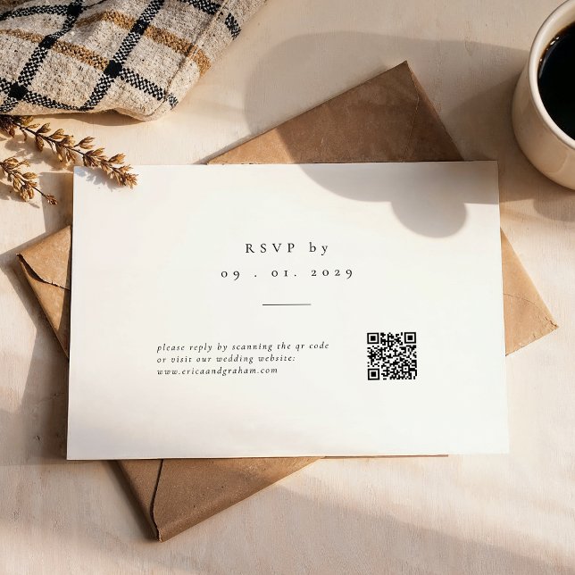 Simple Classic QR Code Wedding RSVP Card (Créateur téléchargé)