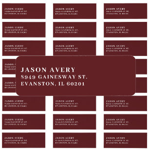 Simple Classic Return Address Text Based Burgundy