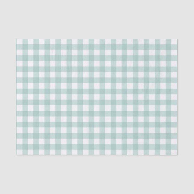 Simple Classic Sage Green Gingham Check Pattern Tissue Paper (Front)