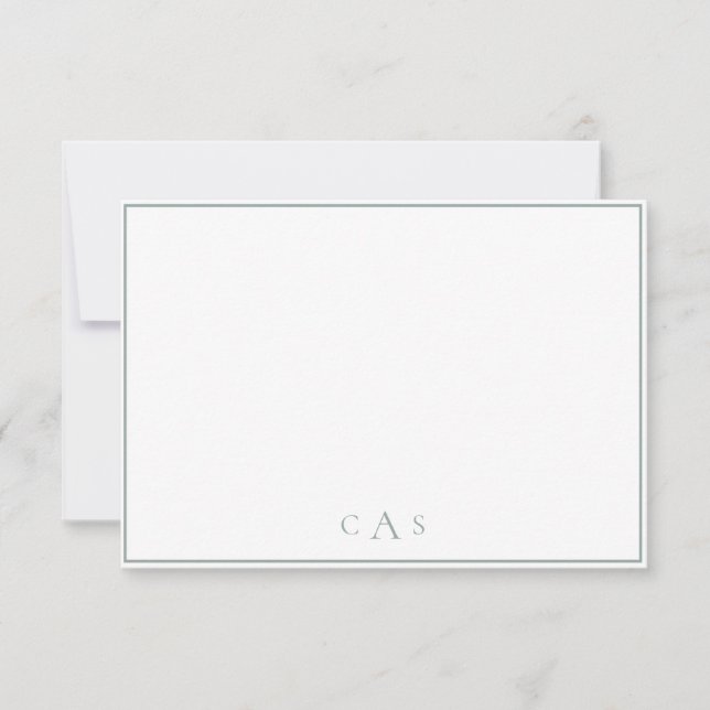 Simple Classic Sage Monogram Thank You Card (Front)