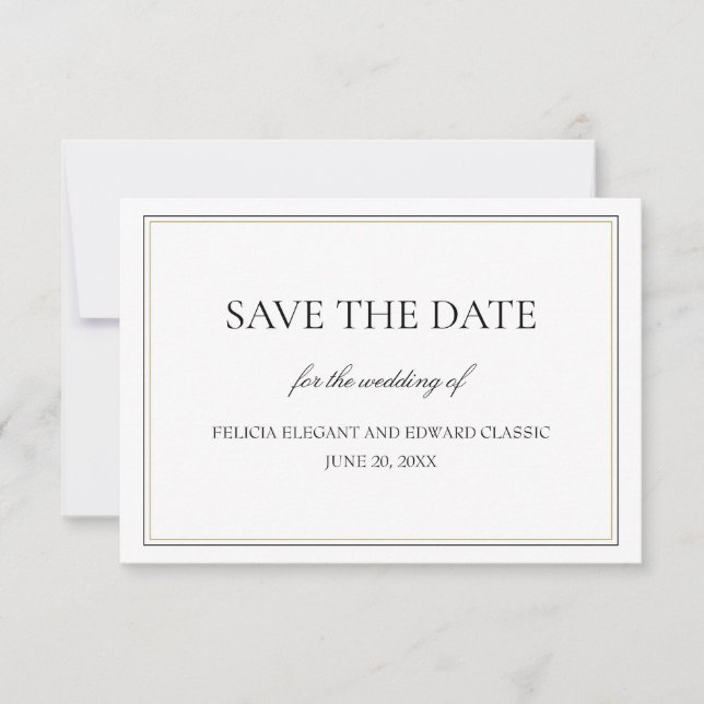 Simple Classic Save the Date Announcement Card (Front)