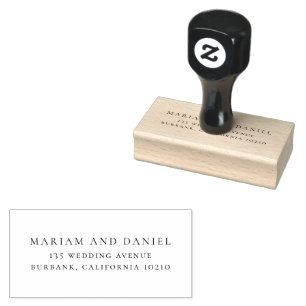 Simple Classic Script Names Wedding Return Address Rubber Stamp