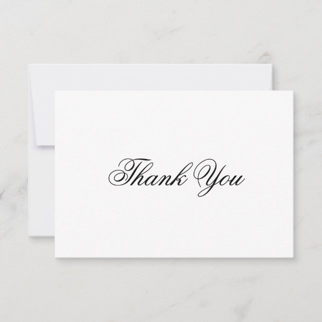 Simple Classic Script Thank You Note Card (Front)