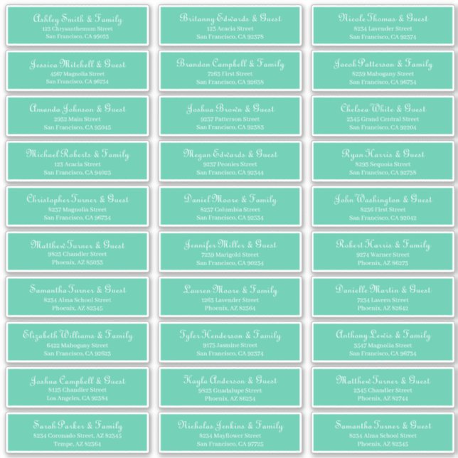 Simple Classic Script Wedding Guest Names Address (Front)