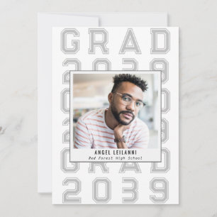 Simple Classic Sport Grad Photo Senior Graduation Announcement