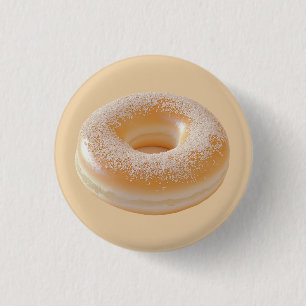 Simple Classic Sugar-Dusted Doughnut 1 Inch Round Button