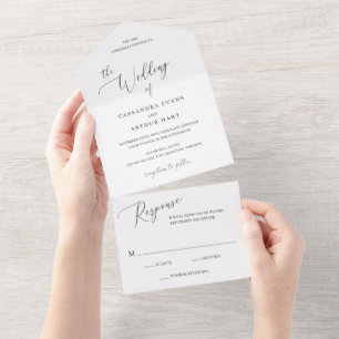 Simple Classic Traditional Formal Elegant Wedding All In One Invitation