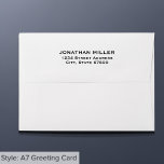 Simple Classic Typography Back Flap Return Address Envelope<br><div class="desc">Simple White Envelope Black Classic Block Typography Name Return Address Back Flap. Customize your envelopes with your name and return address.</div>