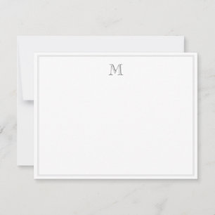 Simple Classic Vintage Grey Border Initial Letter  Card