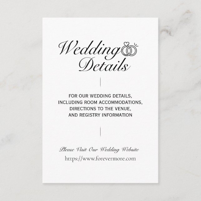 Simple Classic Wedding Details Enclosure Card (Front)
