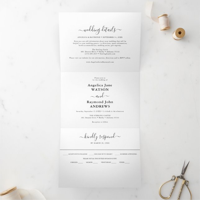 Simple Classic Wedding Tri-Fold Invitation (Inside)