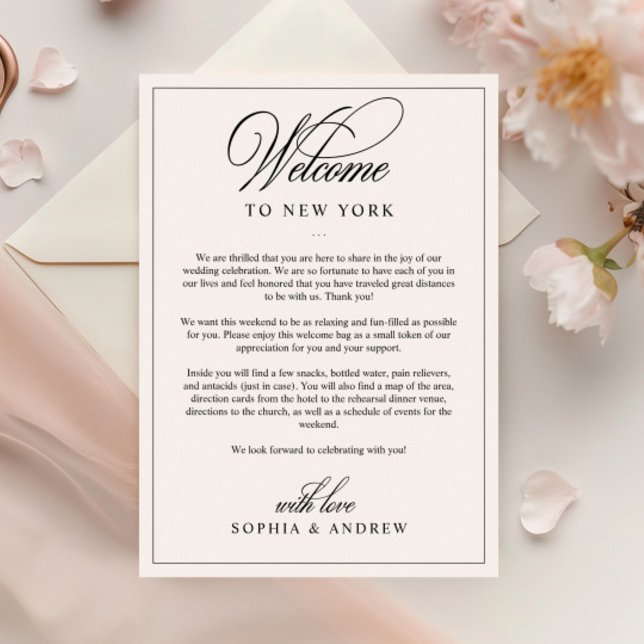 Simple Classic Welcome Letter & Itinerary Card (Creator Uploaded)