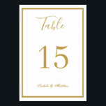 Simple classic white and gold wedding table number<br><div class="desc">Table number with  white and gold design is perfect for a chic wedding. Design repeats on reverse side.</div>