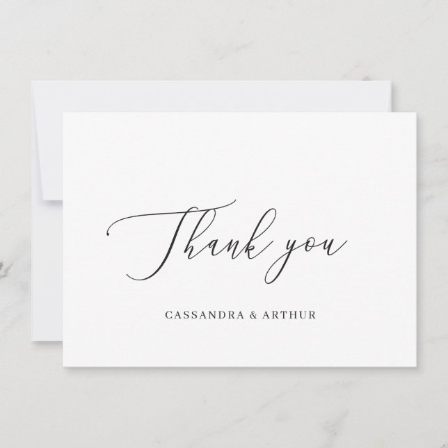 Simple Classic White Elegant Wedding Thank You Card (Front)