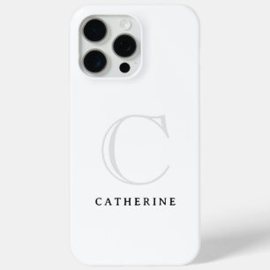 Simple Classic White Script Monogram Case-Mate iPhone 15 Pro Max Case