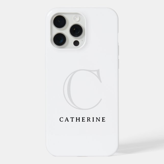 Simple Classic White Script Monogram Case-Mate iPhone Case (Back)